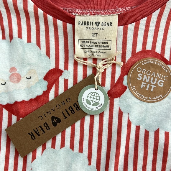 🎄Rabbit + Bear Toddler Boy Girl Organic Cotton Pajama Set 18 month 3T - Picture 3 of 6